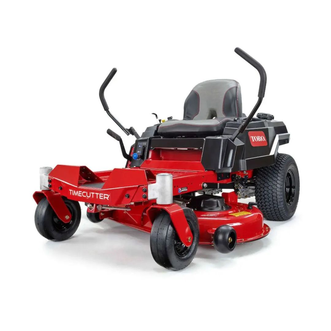 Toro TimeCutter ZS4200T petrol zero-turn lawn mower with 42-inch cutting deck, high-back comfort seat and premium operator controls, shown from the front three-quarter angle.