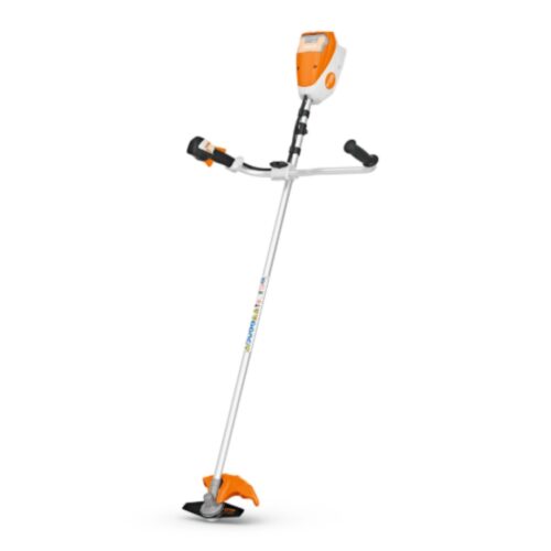 STIHL FSA 80 cordless brushcutter from the AK Battery System, unit only, with bike handle and grass cutting blade for tackling larger areas of grass and light vegetation.