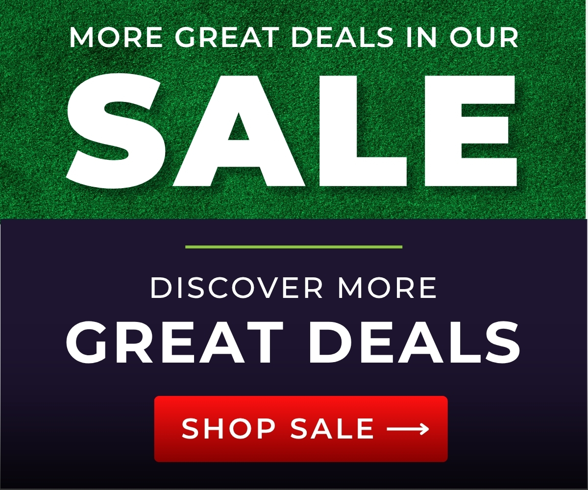 Sale banner inviting customers to browse all current sale offers and discounted garden machinery.
