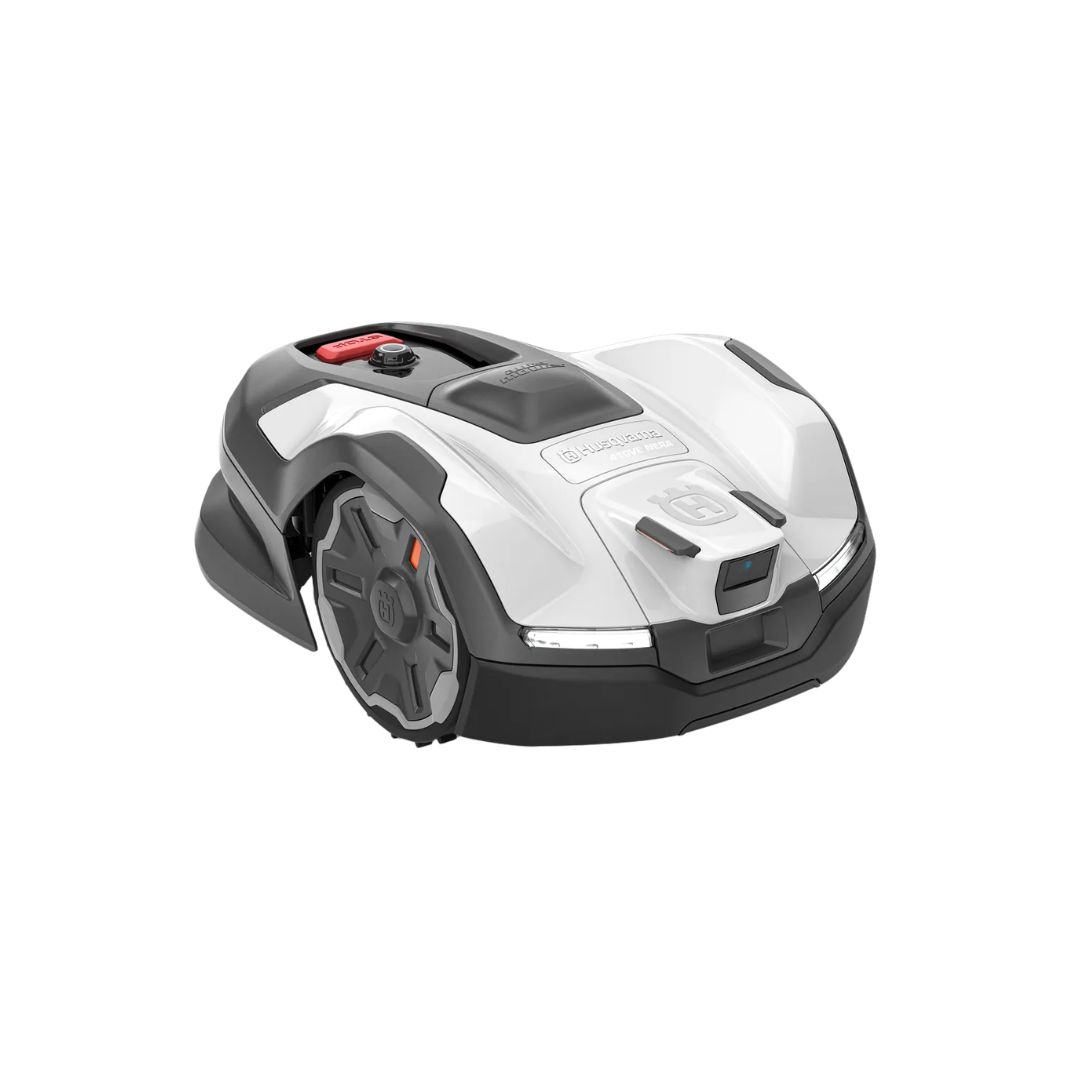 Husqvarna Automower 410VE robotic lawnmower for medium-sized gardens.