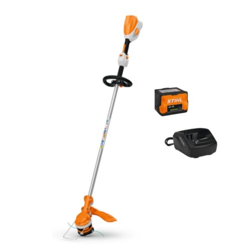 STIHL FSA 70 R cordless brushcutter kit from the AK Battery System including AK 20 battery and AL 101 charger, with loop handle for trimming grass, lawn edges and light overgrowth.
