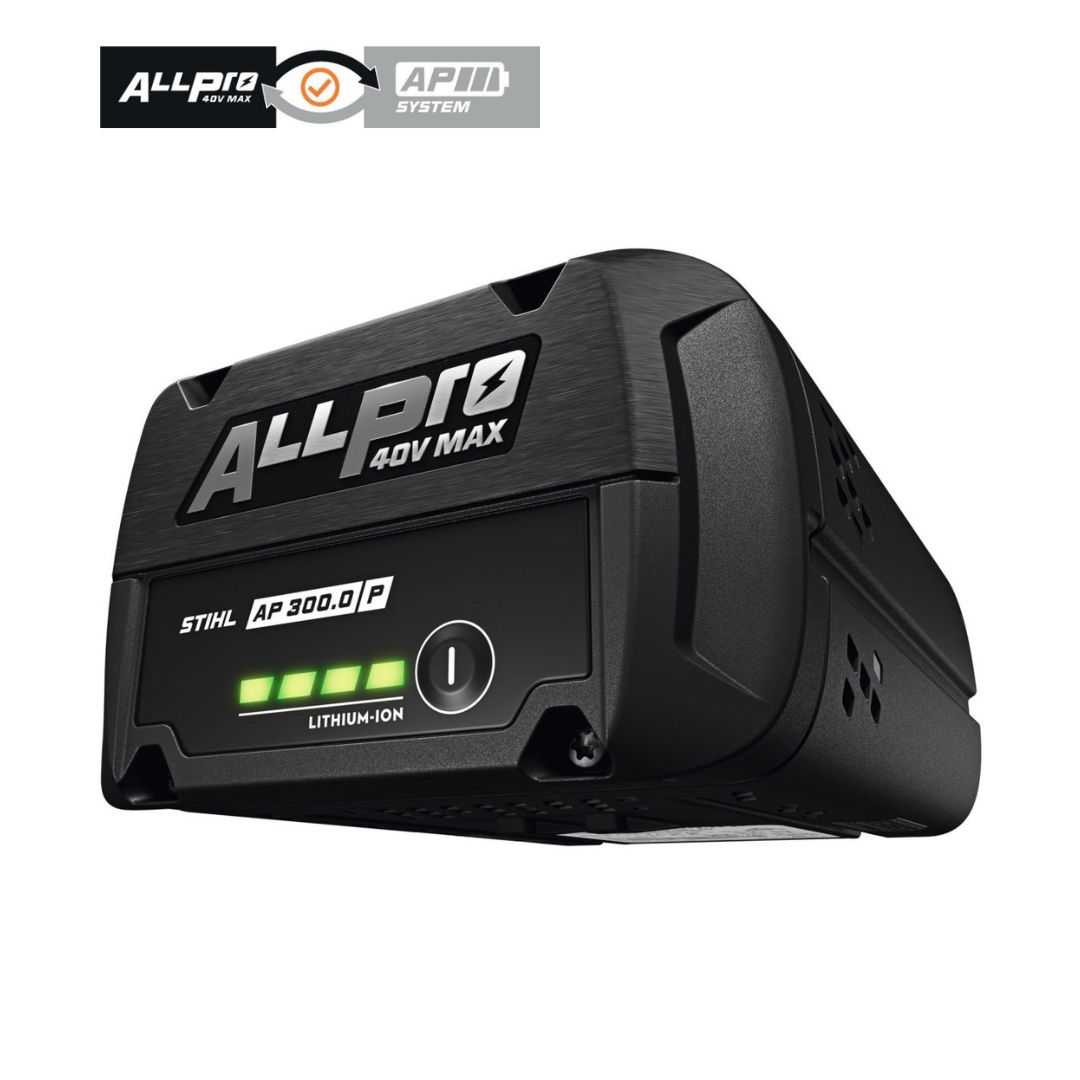 STIHL AP 300 P ALLPRO 40V Max lithium-ion battery angled side view
